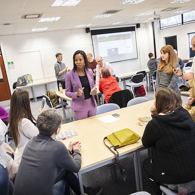 Beverly Clarke speaking at a Teachers conference at the University of Plymouth