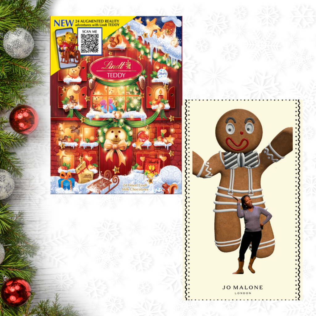 Image showing a Lindt Augmented Reality Calendar and a Jo Malone Gingerbreadman